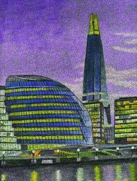 London City Hall Acrilico su erba sintetica 80x120