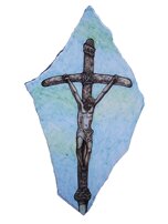 Artistic fragment ceramicized lava stone sacred art 2
