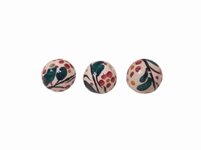 Perle in ceramica per gioielli floreali bianco e rosso