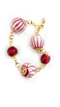 Bracciale in ceramica rosso e bianco