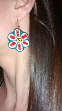 Orecchini in ceramica verde e rosso 