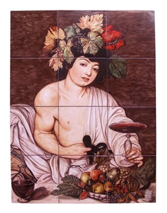 Ceramic art on tiles Bacco Caravaggio