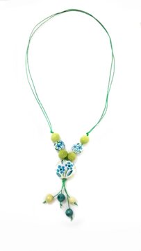 Collana in ceramica verde e blu