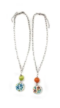 Collane in ceramica verde e arancio