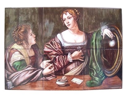 Ceramic art on tiles la conversione della Maddalena Caravaggio 