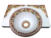 Lavabo in pietra lavica ceramizzata fondo rosso