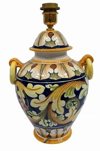 Lamp 3rd dim ornate blue with handles 2