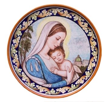 Ceramica artistica su ceramica piatti 40x40 cm madonna con bambno 