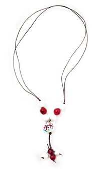 Collana in ceramica rosso e bianco