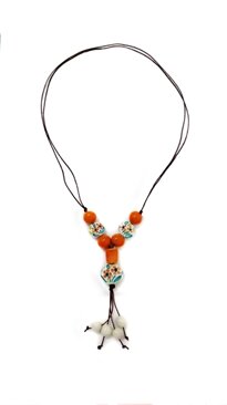 Collana in ceramica arancio e bianco