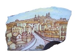 Artistic fragment ceramicized lava stone sacred art 2
