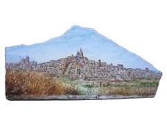 Artistic fragment ceramicized lava stone landscape art 2
