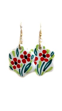 Orecchini in ceramica bianco e rosso