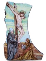 Spezzone artistico in pietra lavica ceramizzata arte sacra