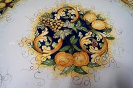 Tavolo in pietra lavica ceramizzata frutta dettaglio