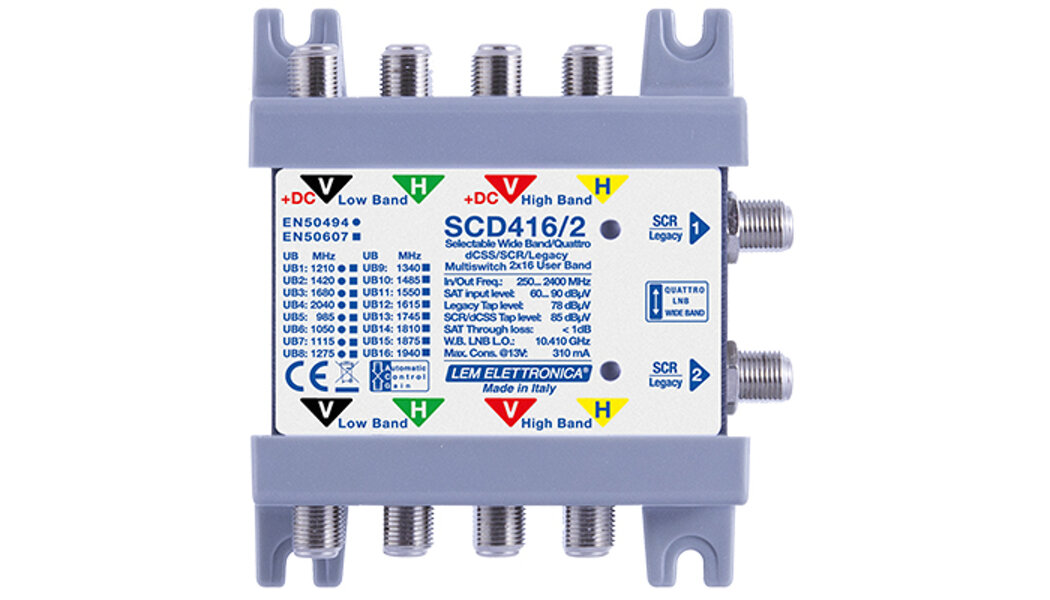MSW 4in 4out 2RX (8SCR + 16dCSS) LNB Quattro / WideBand Selezionabile
