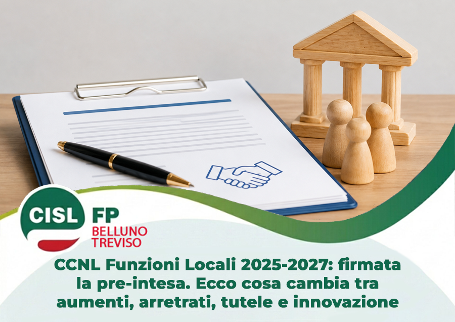 CCNL Funzioni Locali 2025-2027: firmata la pre-intesa. Ecco cosa cambia tra aumenti, arretrati, tutele e innovazione CCNL Funzioni Locali 2025-2027: firmata la pre-intesa. Ecco cosa cambia tra aumenti, arretrati, tutele e innovazione