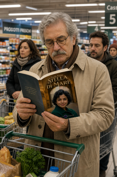 libro coda supermercato uomo anziano libro coda supermercato uomo anziano