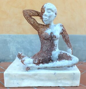 filo di rame, marmo ricostruito cm. 37x57x65