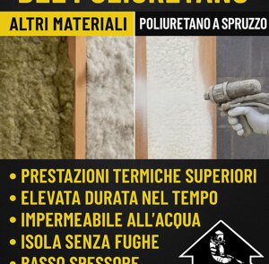 POLIURETANO A SPRUZZO CALPESTABILE E SUPERIORE AD ALTRI ISOLANTI TIPO CELLULOSA LANA DI ROCCIA EPS