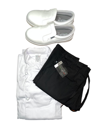 kit-giacca-cuoco-lucca-bianca-pantalaccio-cuoco-alain-nero-scarpe-cuoco-leandro-bianche