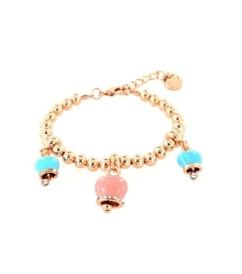 bracciale-pallini-e-campanelle-colorate-rosato