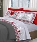 completo-letto-lenzuola-peluche-rosa-beige-grigiorosso