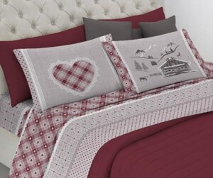 completo-letto-flanella-chalet-rosso-beige-blu