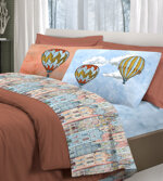 completo-letto-lenzuola-volare-arancio-azzurro-beige