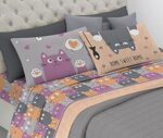 completo-letto-happy-cats-verde-arancio-grigio