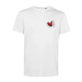 T-shirt con cuore T-Shirt in cotone organico 100%. Stampa frontale e logo sul retro.