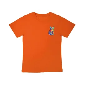 T-shirt kid con gatto T-Shirt in cotone per i più piccoli. Stampa frontale e logo sul retro.