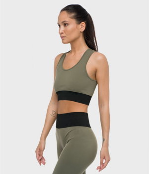 top-sportivo-donna-in-tessuto-tecnico-kaia-brb-oliveblack-heart-and-soul