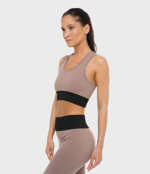 top-sportivo-donna-in-tessuto-tecnico-kaia-brb-dove-greyblack-heart-and-soul
