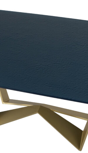 TAVOLO REVERSE ORO E VETRO MARTELLATO BLU