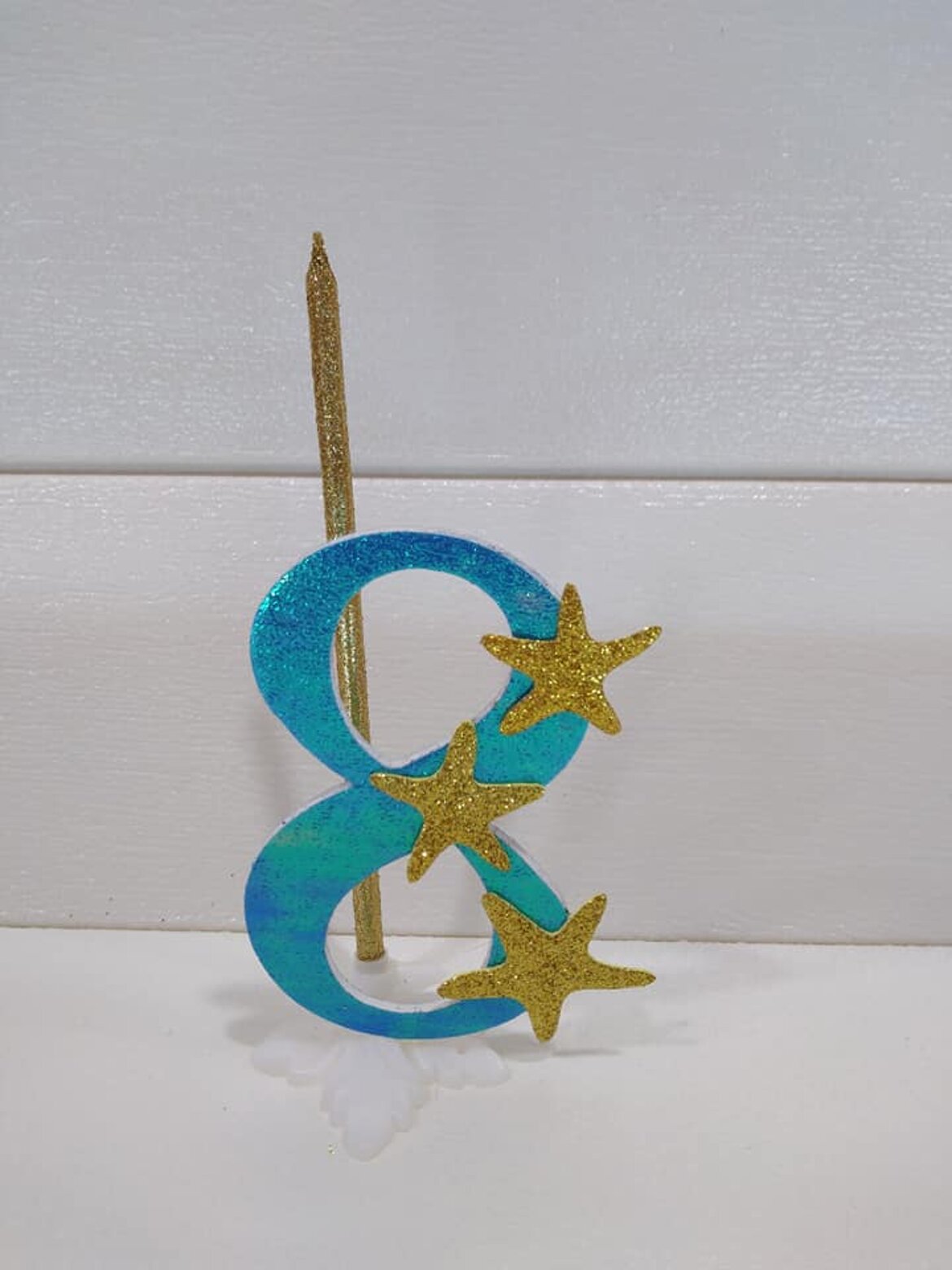 candela personalizzata numero 8 stile mare