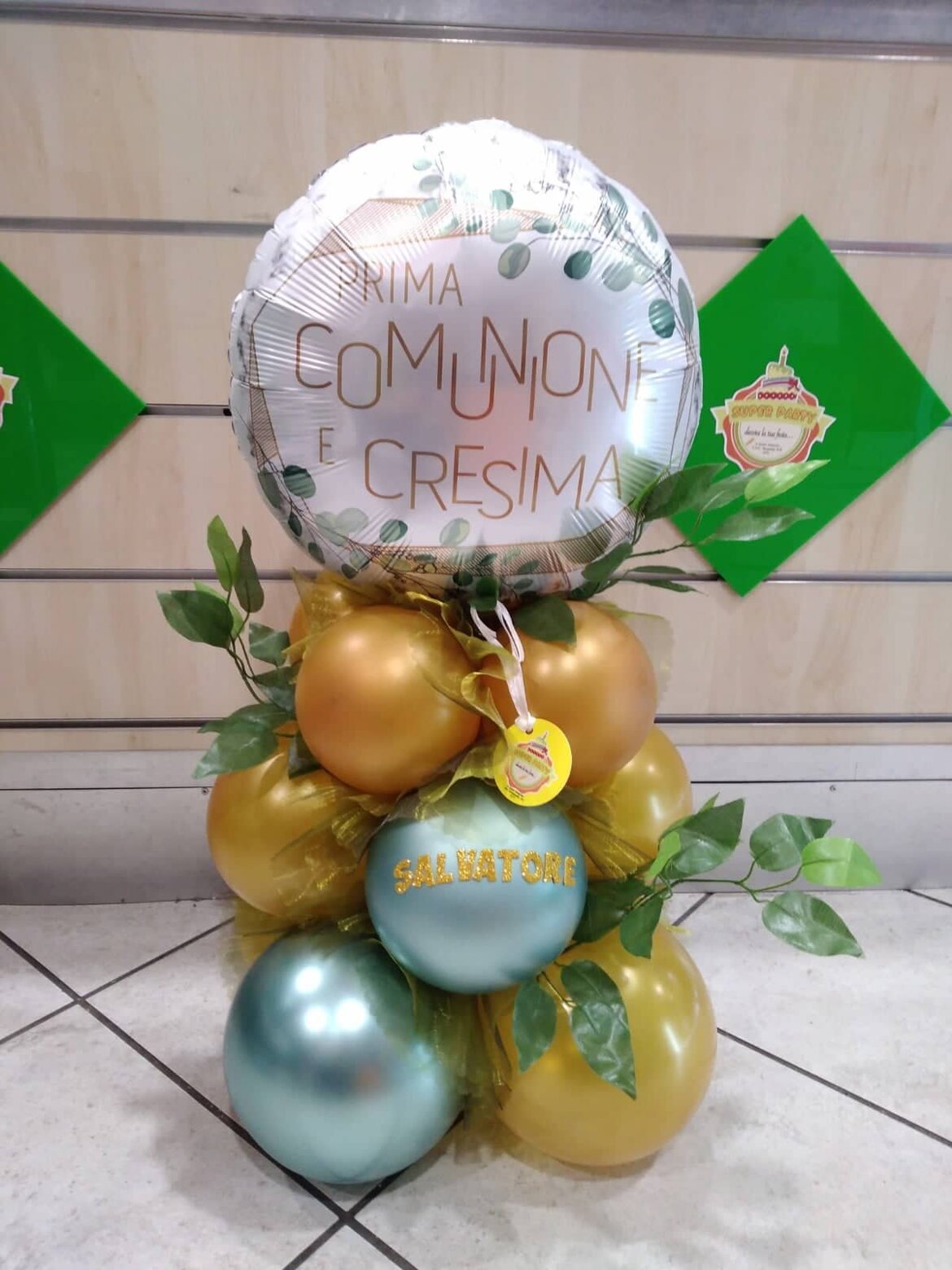 composizione palloncini cresima e comunione