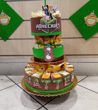 torta merendine Minecraft torta merendine tema Minecraft