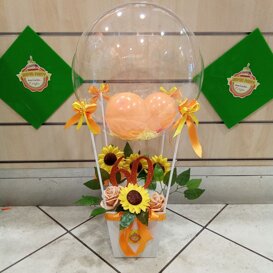 mongolfiera con fiori realizzati artigianalmente mongolfiera con fiori realizzati artigianalmente gialla arancio