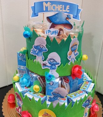 TORTA MERENDA torta merenda tema puffi