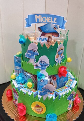 TORTA MERENDA torta merenda tema puffi