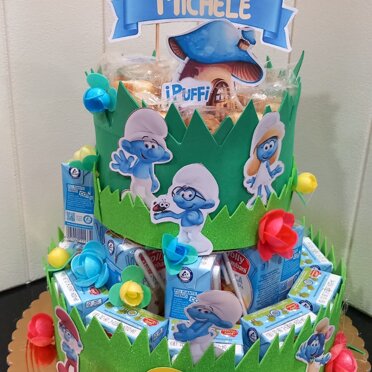 TORTA MERENDA torta merenda tema puffi