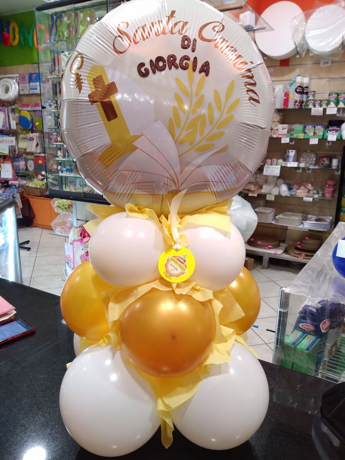 composizione palloncini cresima