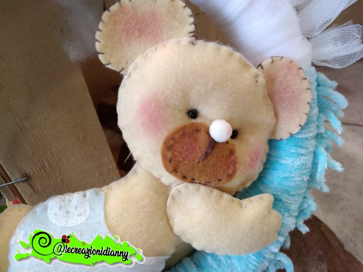 fiocco nascita orsetto bimbo realizzato a mano con possibilita' di personalizzazione