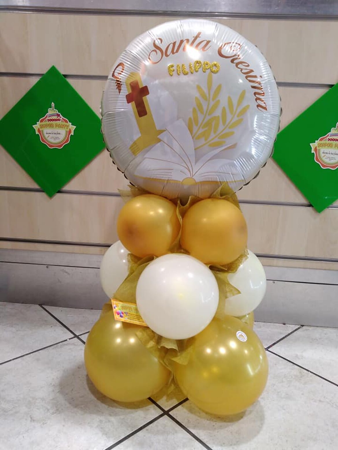 composizione palloncini cresima