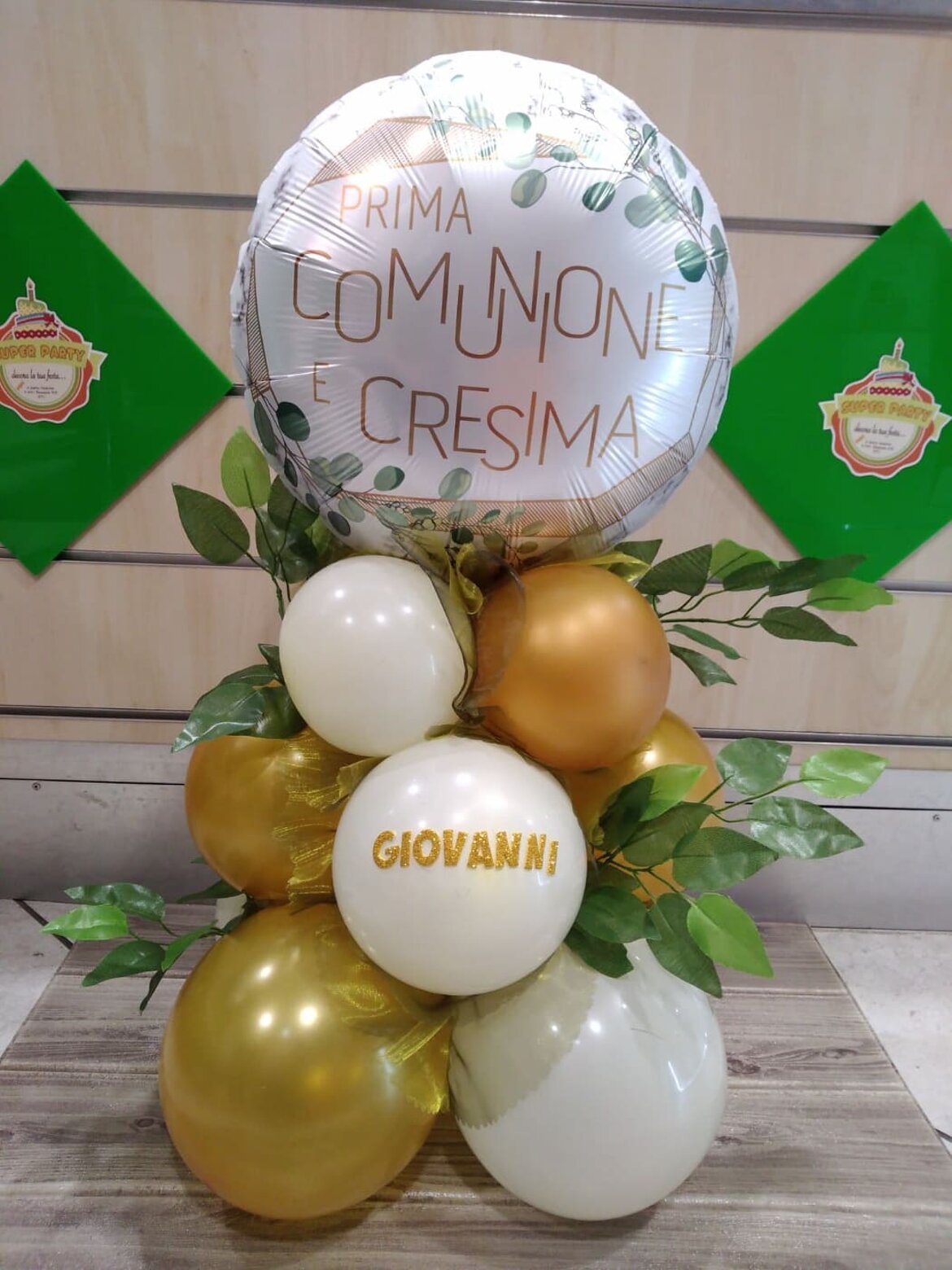 composizione palloncini cresima