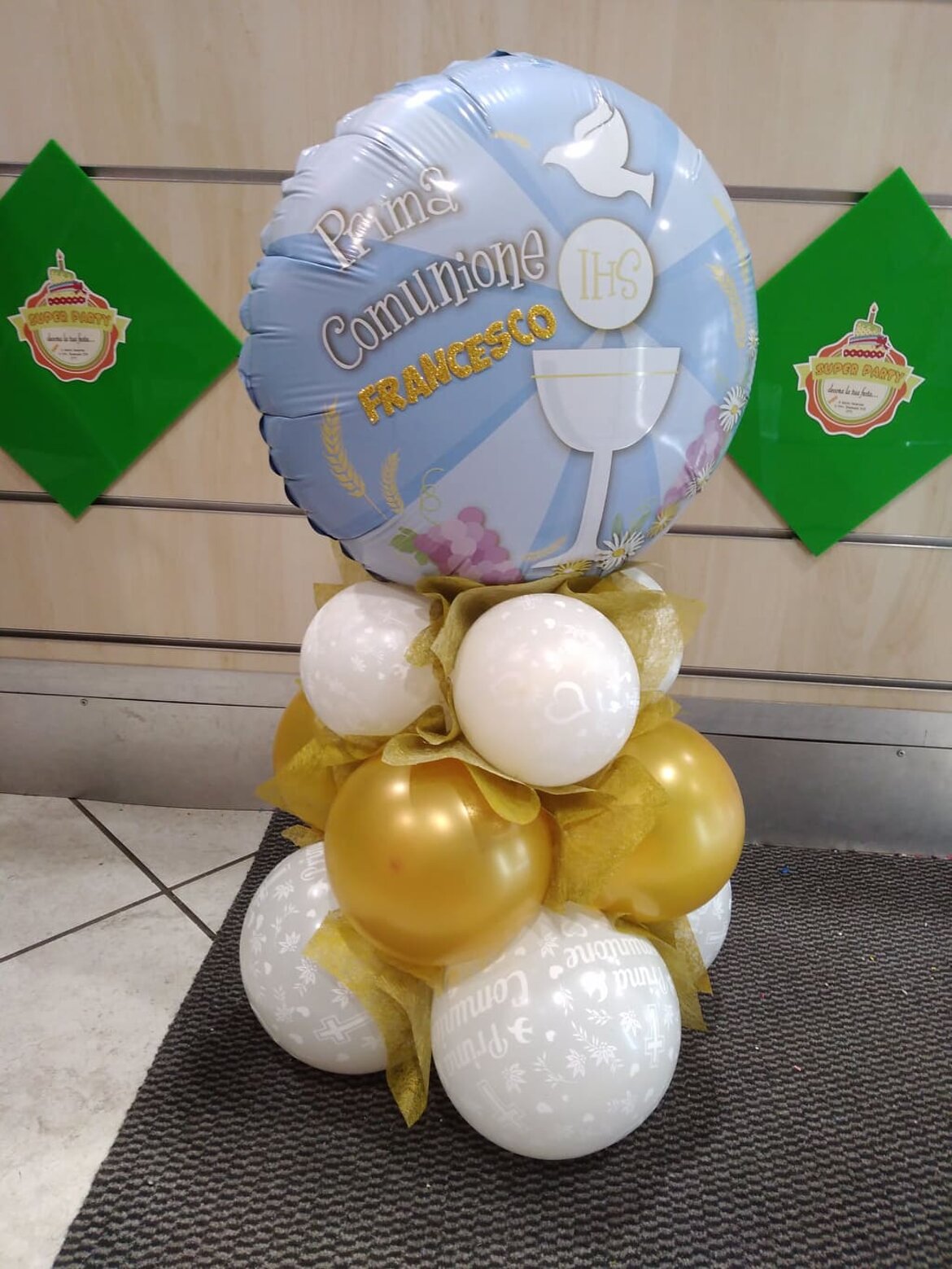 composizione palloncini cresima