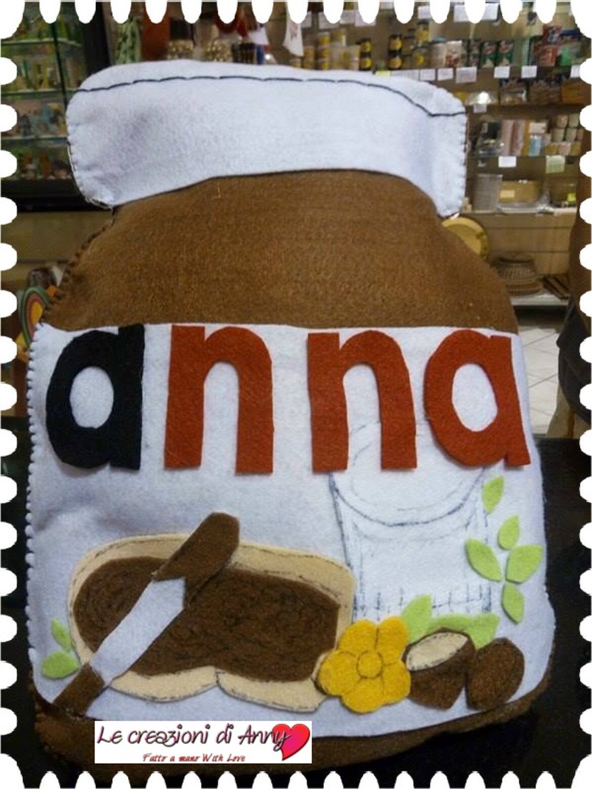 cuscino nutella personalizzato interamente personalizzato con possibilita' di cambio nome