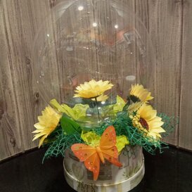 centrotavola girasole centrotavola con palloncino all'iterno il girasole