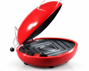 Sviluppo progettazione barbecue elettrico rosso design compatto con coperchio apribile